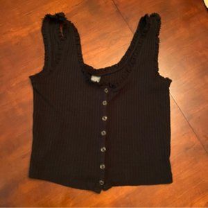 Wild fable Black button up midriff tank top size XS